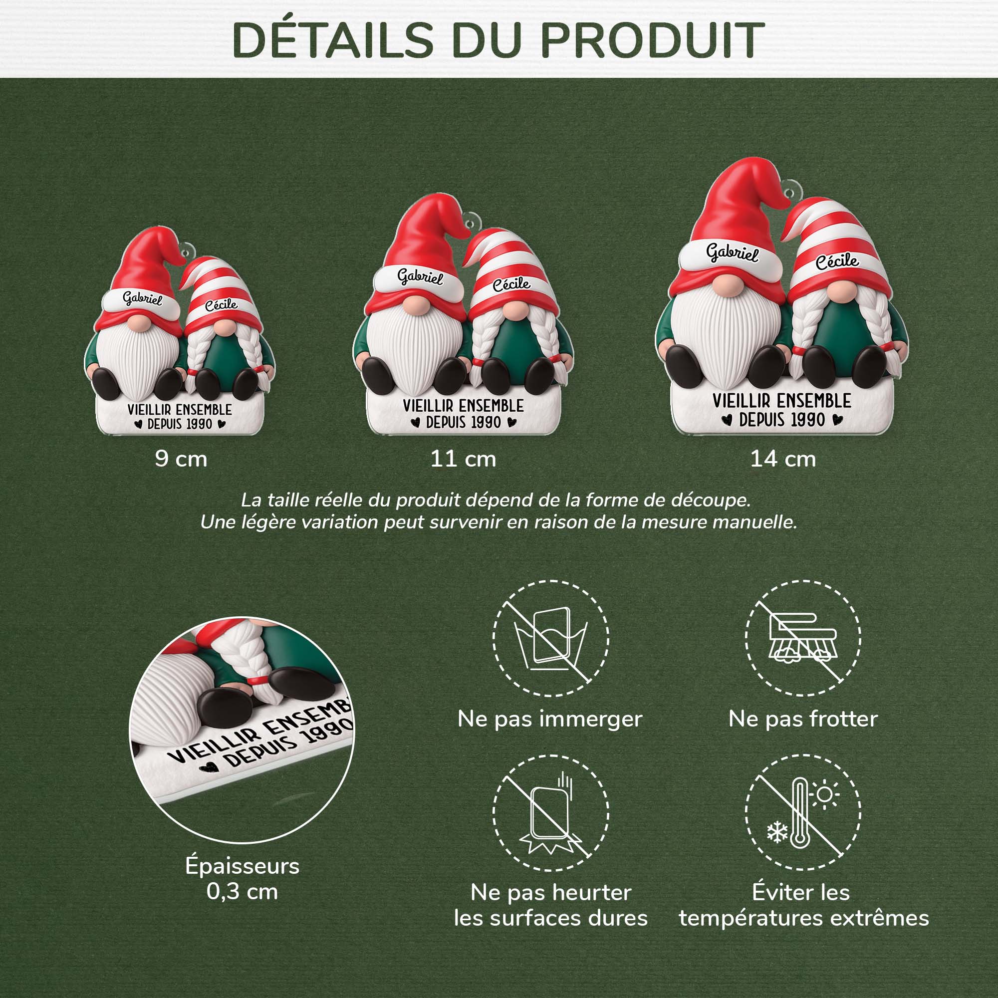 6232OFR3 effet dimpression 3d ornement noel acrylique personnalise couple toi et moi vieillir ensemble 6232ottmg