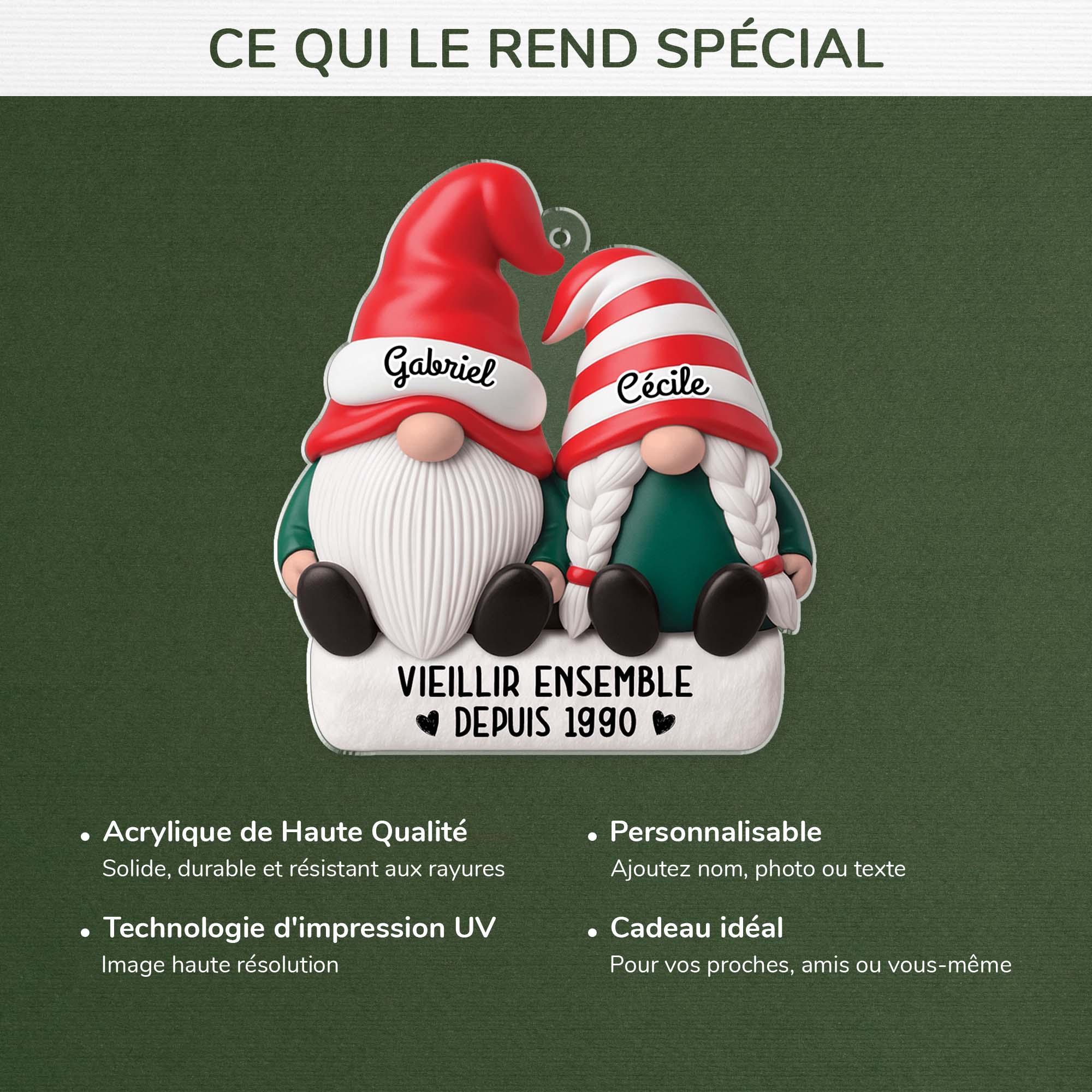 6232OFR4 effet dimpression 3d ornement noel acrylique personnalise couple toi et moi vieillir ensemble 6232ottmg