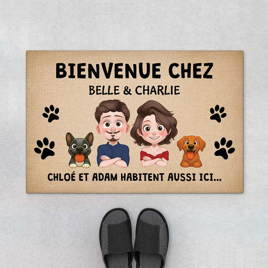 6236DFR1 paillasson personnalise bienvenue chez chien 6236d8t0c