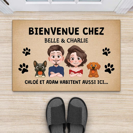 6236DFR2 paillasson personnalise bienvenue chez chien 6236d8t0c