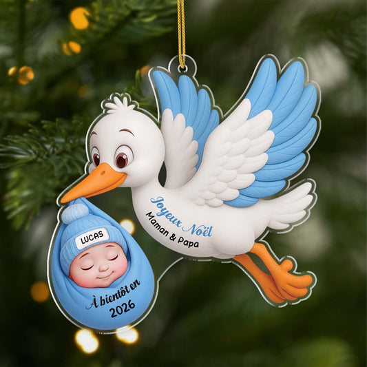 6244OFR1 effet dimpression 3d ornement acrylique personnalise joyeux noel futur papa future maman 6244o8hta