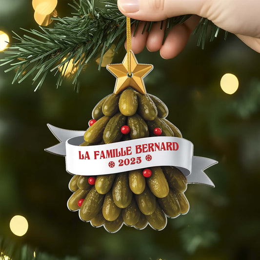 6247OFR2 effet dimpression 3d ornement noel acrylique personnalise famille sapin de cornichons 6247okqti