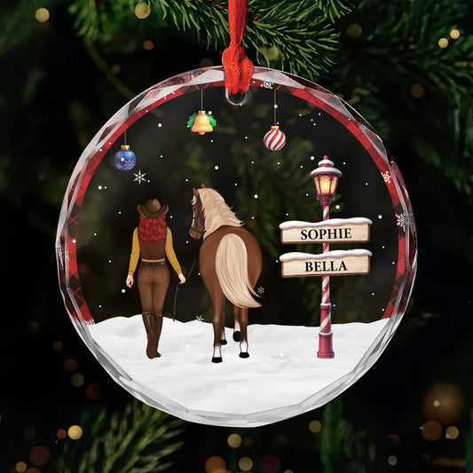 6252OFR1 ornement en verre personnalise joyeux noel mon cheval 6252o3t0u