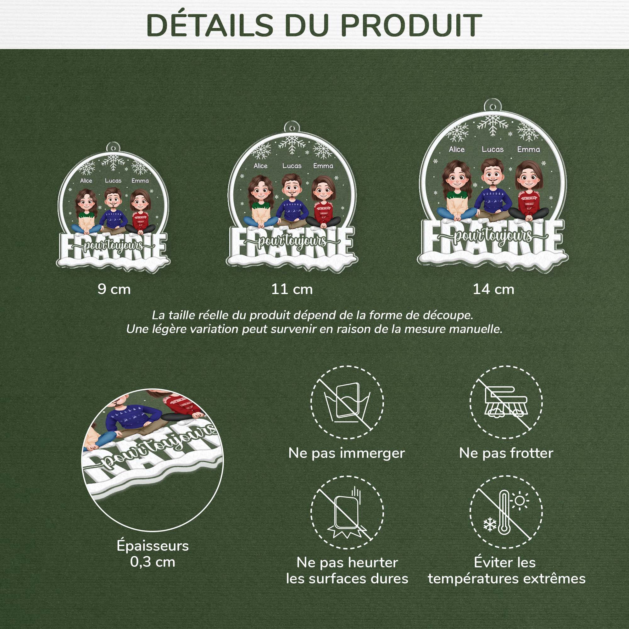 6255OFR3 ornement noel acrylique personnalise pour ami et famille freres et soeurs pour toujours 6255o3mme