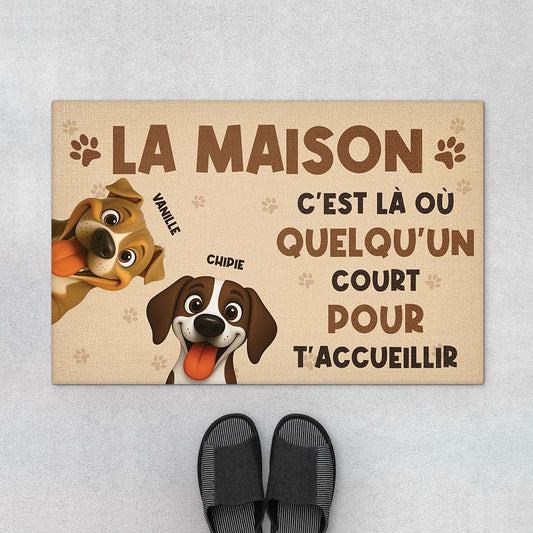 6259DFR1 paillasson chien personnalise la ou quelqu_un court pour t_accueillir 6259d8vzc