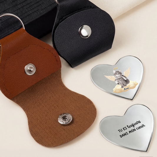 6260AFR2 calin de poche personnalise forme de coeur photo commemorative chien et chat tes ailes etaient pretes 6260ajsfzc