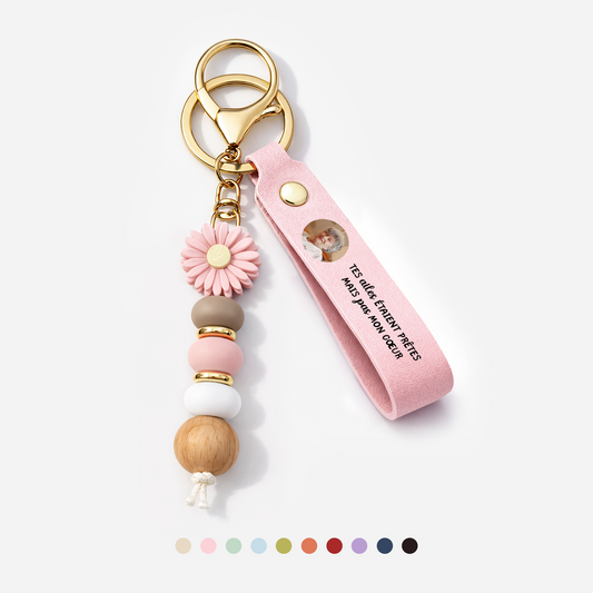 6260MFR1 porte cles personnalise marguerite en perles photo imprimee uv commemorative tes ailes etaient pretes 6260mjcfzd
