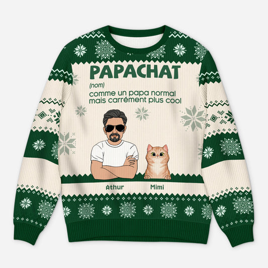 6261WFR1 pull de noel moche personnalise papa chat cool 6261wkv5d