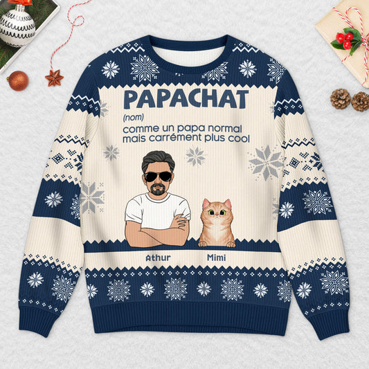 6261WFR2 pull de noel moche personnalise papa chat cool 6261wkv5d
