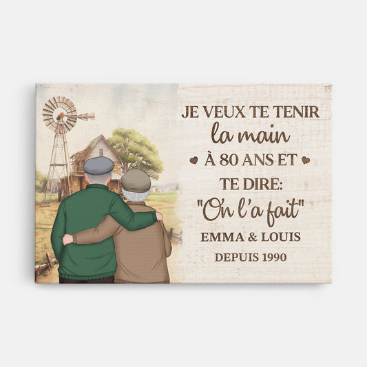 6265CFR1 toile personnalisee couple je veux te tenir la main a 80 ans 6265c8mzg