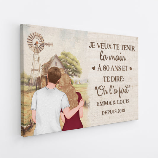 6265CFR2 toile personnalisee couple je veux te tenir la main a 80 ans 6265c8mzg