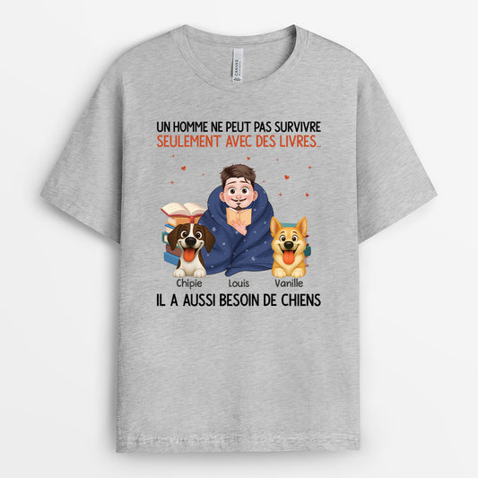 6271AFR1 t shirt personnalise elle a besoin des livres et de chiens 6271atlzc_2