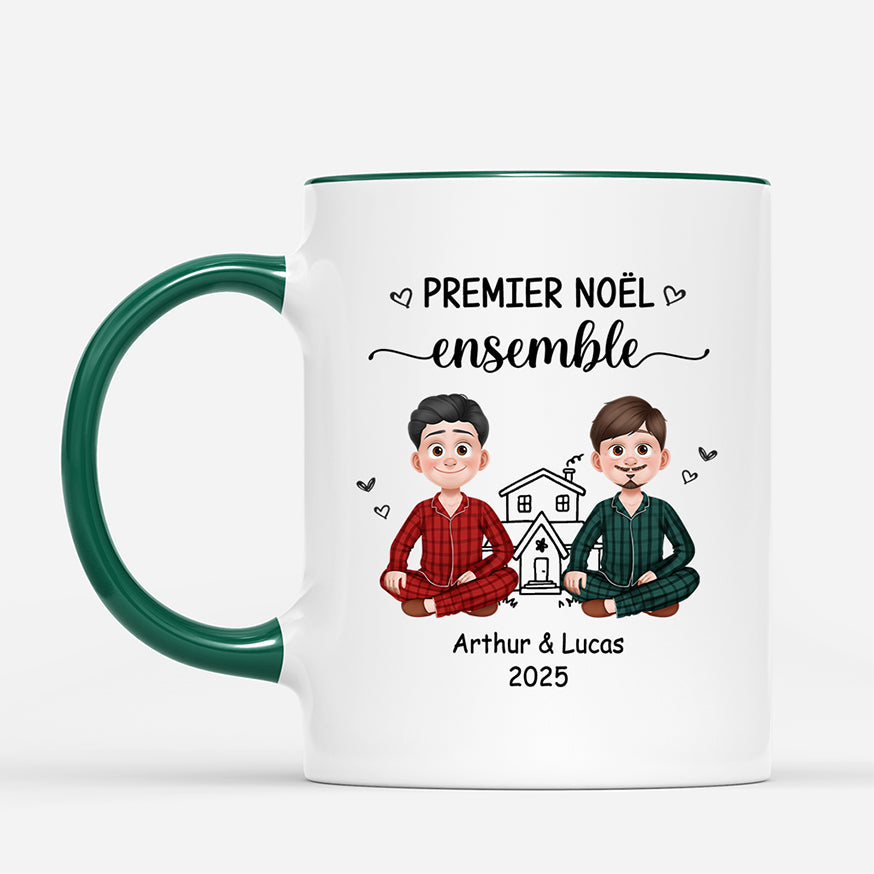 6278MFR2 mug personnalise pour couple premier noel ensemble 6278m3vcg