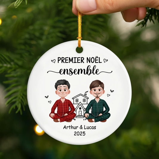 6278OFR2 ornement ceramique personnalise pour couple premier noel ensemble 6278o3vcg