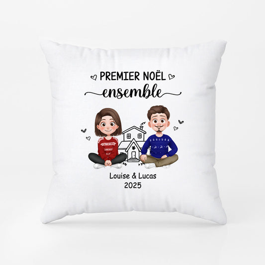6278PFR1 coussin couple personnalise premier noel ensemble 6278p3vcg
