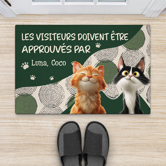 6284DFR2 paillasson personnalise chat avec patte visiteurs doivent etre approuves 6284d3qad