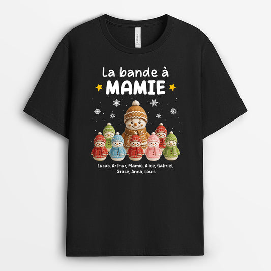6288AFR1 t shirt personnalise de noel la bande a mamie papy bonhomme de neige 6288a3tma