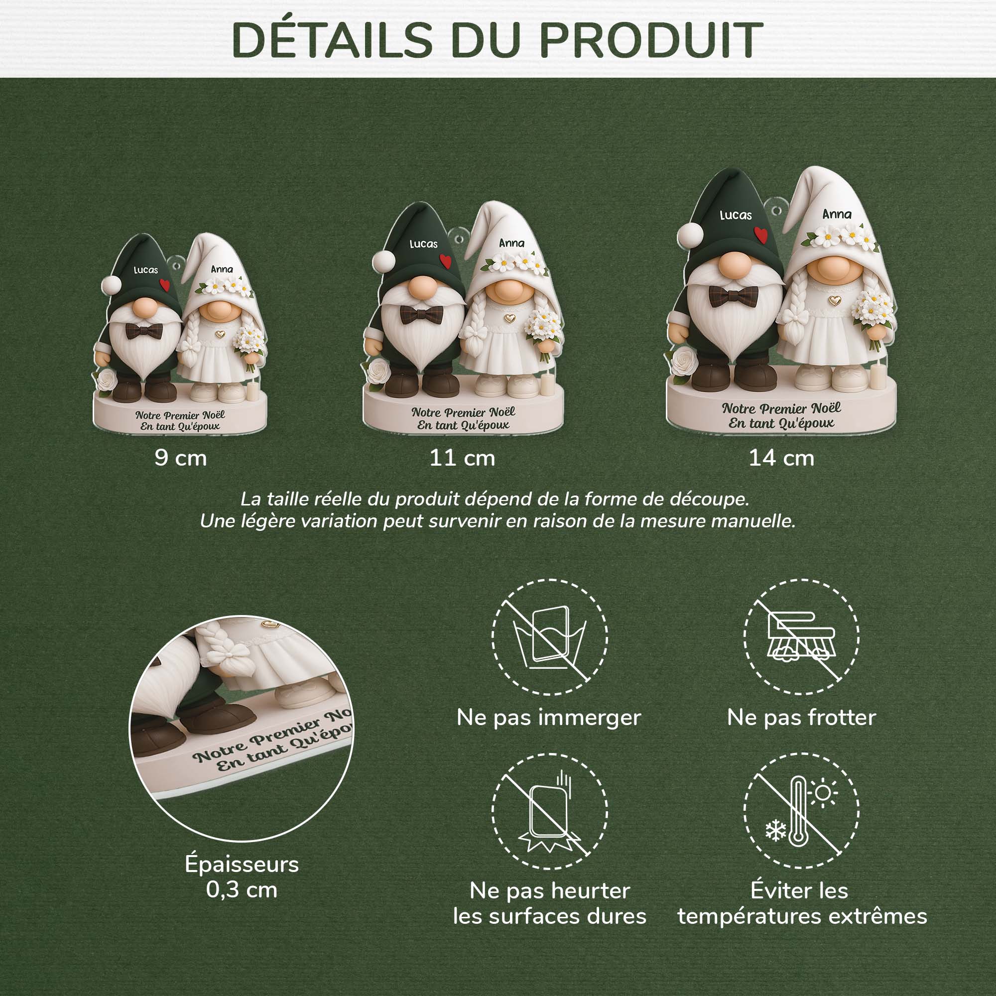 6292OFR3 effet dimpression 3d ornement noel acrylique personnalise pour couple mariage vieillir ensemble 6292o8tcg