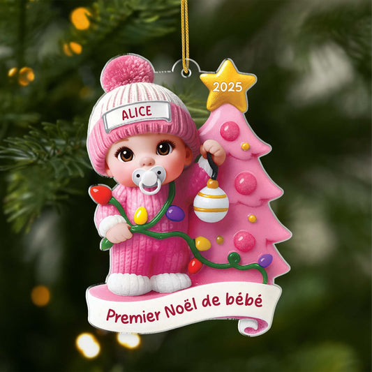 6303OFR1 ornement acrylique personnalise premier cadeau de noel bebe 6303o8t5k