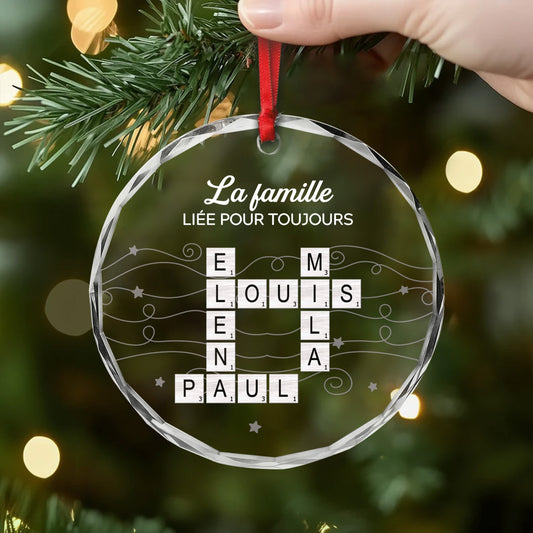 6306OFR2 ornement noel en verre personnalise avec mots croises freres et soeurs 6306o8q5e