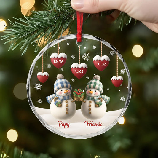 6309OFR2 ornement noel en verre personnalise famille bonhomme de neige avec coeur 6309o8t5i