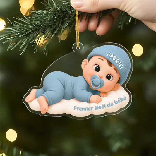 6311OFR2 effet dimpression 3d ornement acrylique personnalise premier noel bebe sur nuage 6311ott7k
