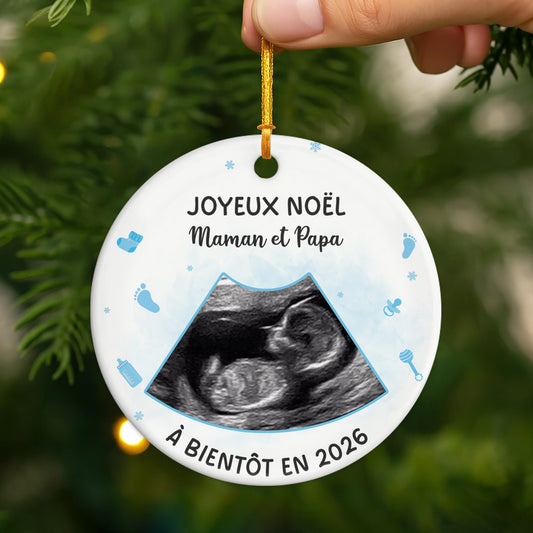 6312OFR2 ornement ceramique personnalise avec photo joyeux noel de bebe en route 6312o3vak