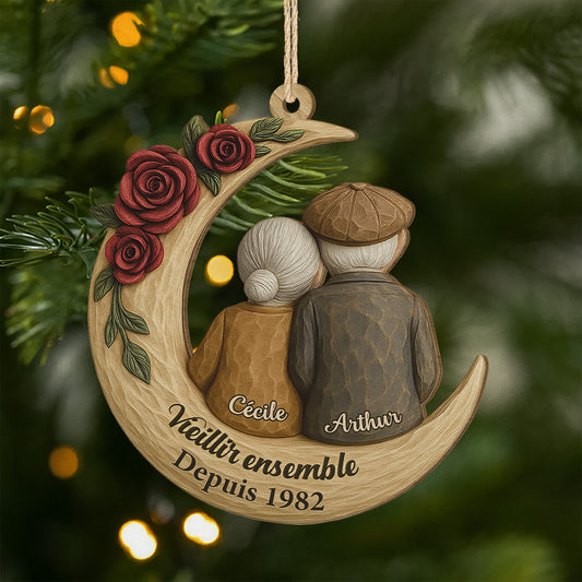 6321OFR1 effet dimpression 3d ornement noel en bois a 1 couche personnalise couple depuis notre premier baiser 6321o3v5g