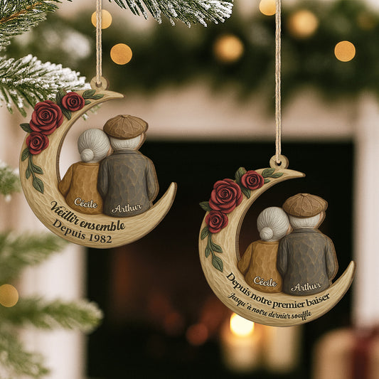 6321OFR2 effet dimpression 3d ornement noel en bois a 1 couche personnalise couple depuis notre premier baiser 6321o3v5g