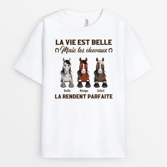 6328AFR1 t shirt personnalise les chevaux rendent la vie parfaite 6328a6vtu