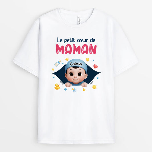 6330AFR1 t shirt personnalise pour future maman le petit coeur de maman 6330a6lwa_1