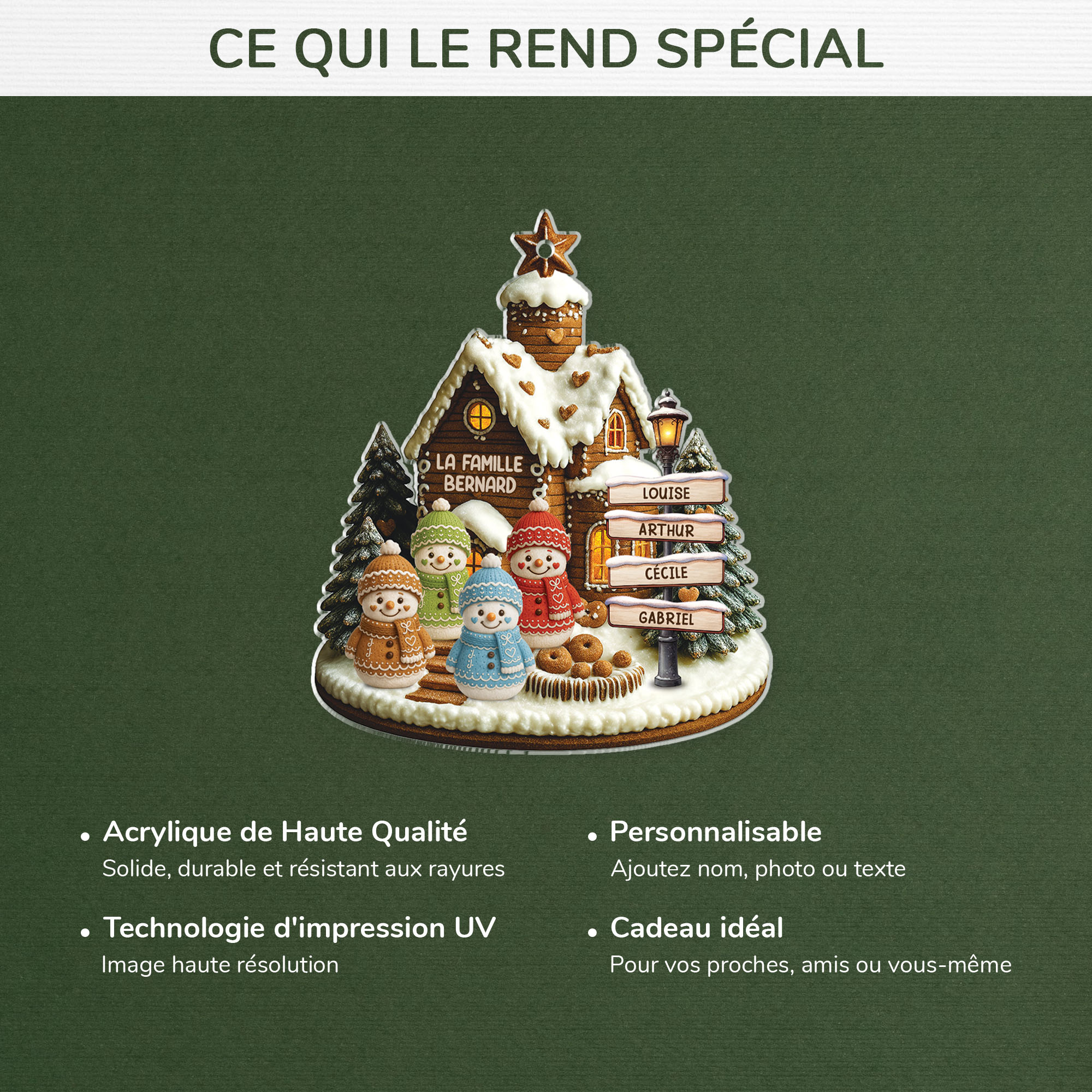 6335OFR4 effet dimpression 3d ornement noel acrylique personnalise famille bonhomme de neige avec prenom 6335otv5i