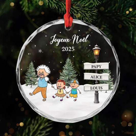 6337OFR1 ornement en verre personnalise joyeux noel papy mamie 6337o3v0b