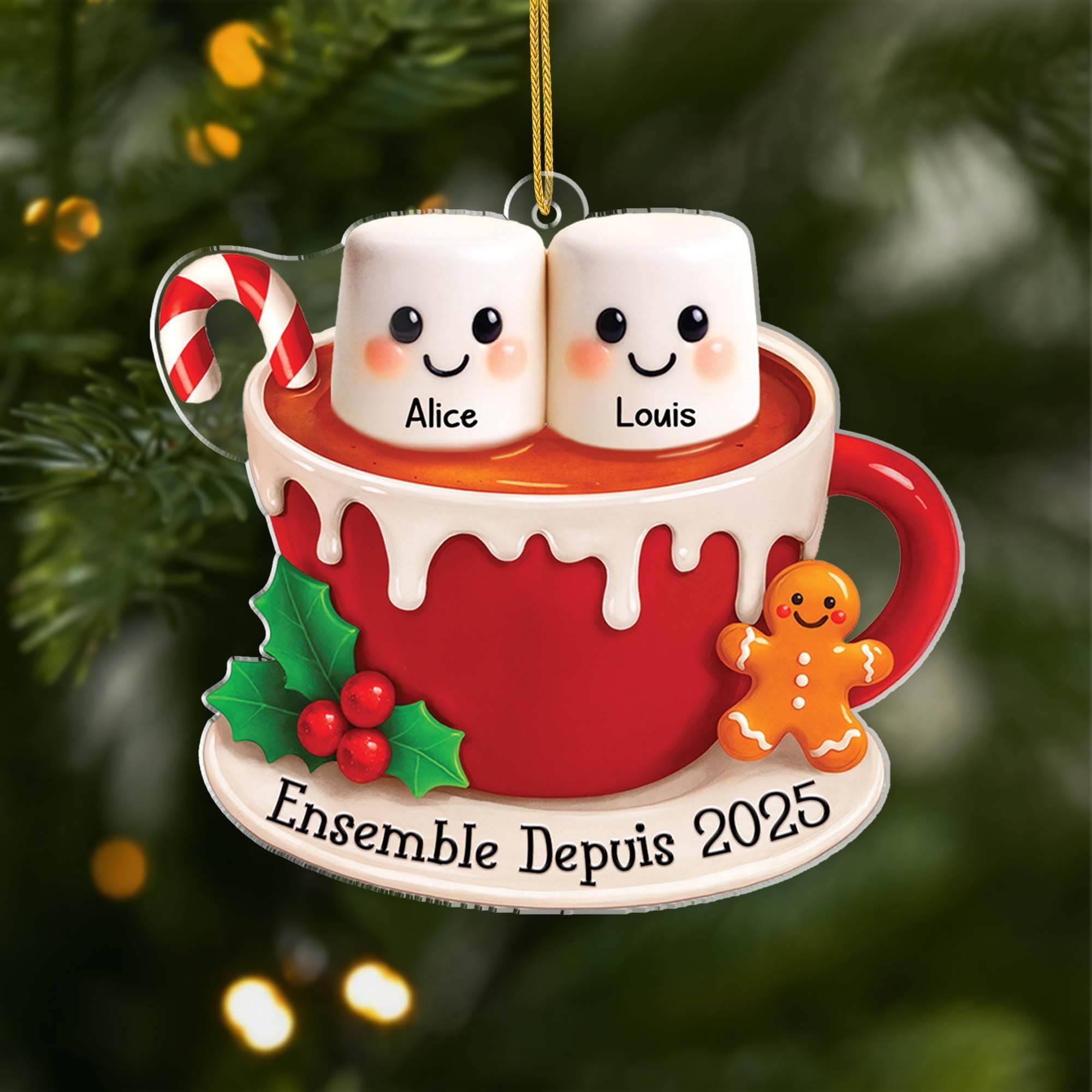 6339OFR1 effet dimpression 3d ornement acrylique personnalise couple guimauve et chocolat chaud de noel 6339otq5g