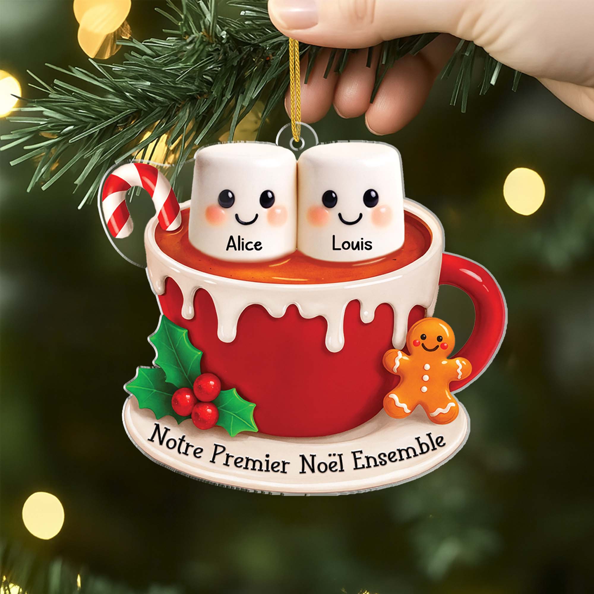 6339OFR2 effet dimpression 3d ornement acrylique personnalise couple guimauve et chocolat chaud de noel 6339otq5g