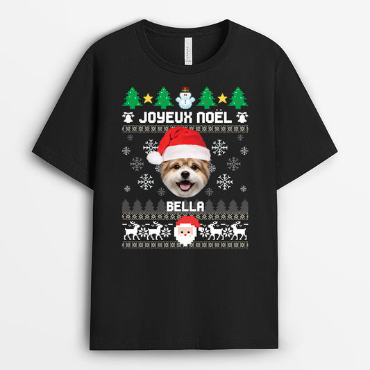 6365AFR1 t shirt noel personnalise joyeux noel chien 6365AKZMC