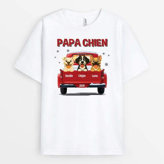 6368AFR1 t shirt personnalise papa chien avec voiture 6368a8qac