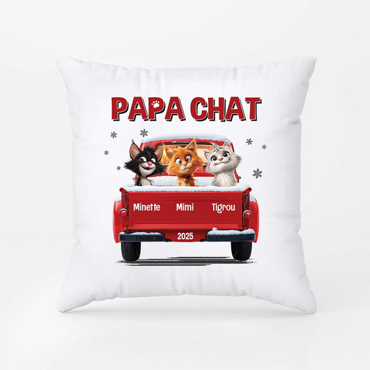 6368PFR1 coussin personnalise papa chat avec voiture 6368p8qad
