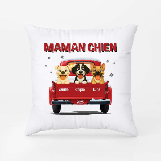 6368PFR2 coussin personnalise papa chien avec voiture 6368p8qac