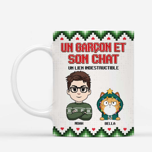 6384MFR1 mug noel personnalise lien entre une fille et son chat 6384mtzzd