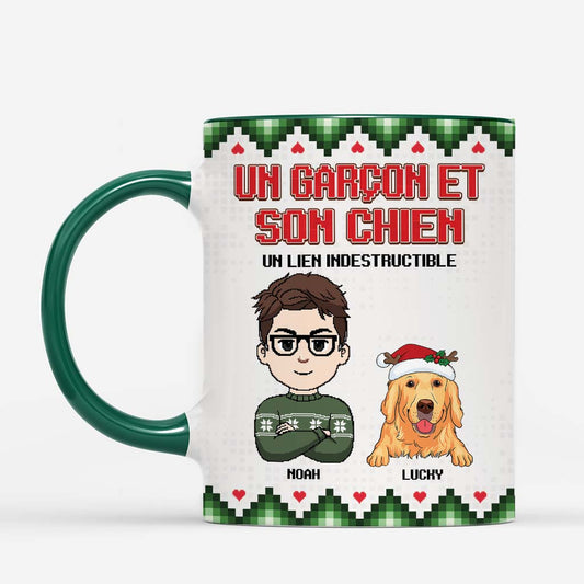 6384MFR2 mug noel personnalise lien entre une fille et son chien 6384mtzzc