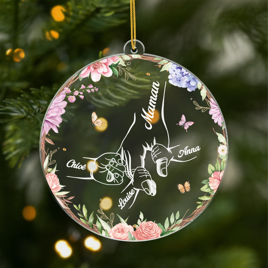 6401OFR1 ornement acrylique personnalise maman et mamie tenir ma main et mon coeur 6401o3tqa