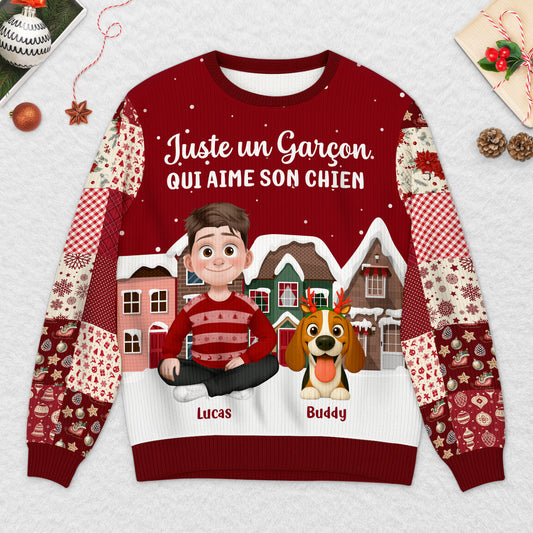 6405WFR2 pull de noel moche personnalise juste une fille qui aime son chien 6405wtvzc_a68bee79 336f 4650 a1ca 3d5e9a843293