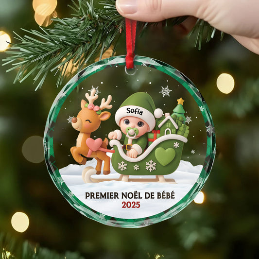 6426OFR2 effet dimpression 3d ornement en verre personnalise pour nouveau ne premier noel bebe 6426o8v5k