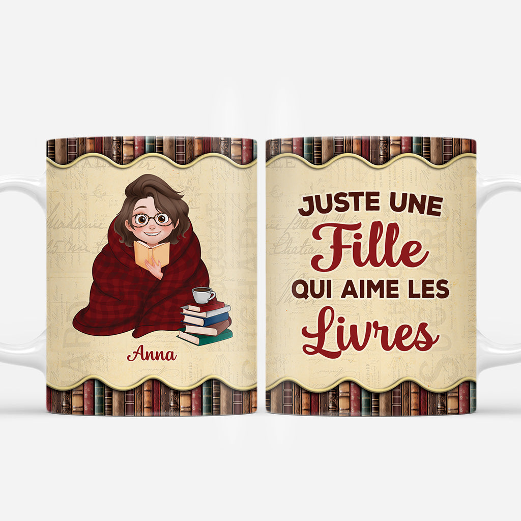6433MFR1 mug personnalise juste une fille qui aime les livres et le cafe 6433m3qta