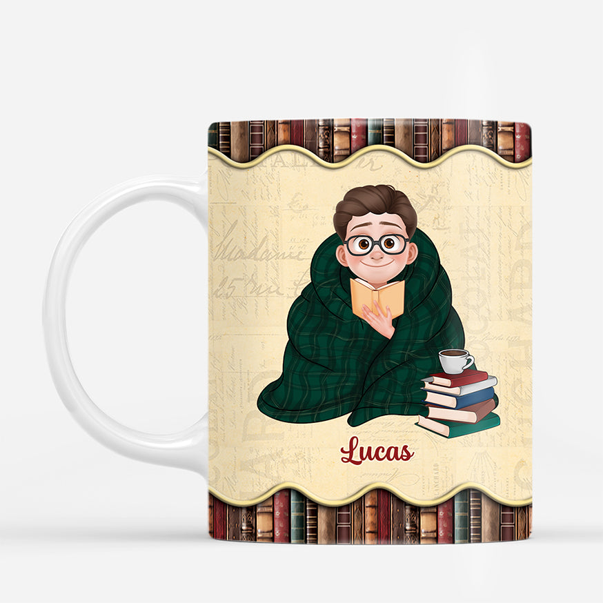 6433MFR2 mug personnalise juste une fille qui aime les livres et le cafe 6433m3qta