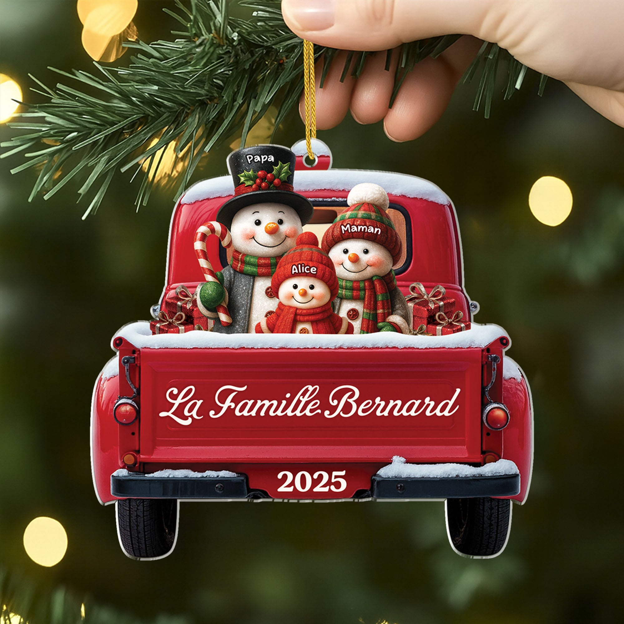 6445OFR2 ornement acrylique personnalise famille de noel bonhomme de neige 6445otv5i