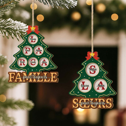 6457OFR2 ornement en bois a 1 couche personnalise freres et soeurs avec sapin de noel 6457o3qci