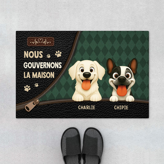 6464DFR1 paillasson personnalise chien nous gouvernons la maison 6464d6v5c