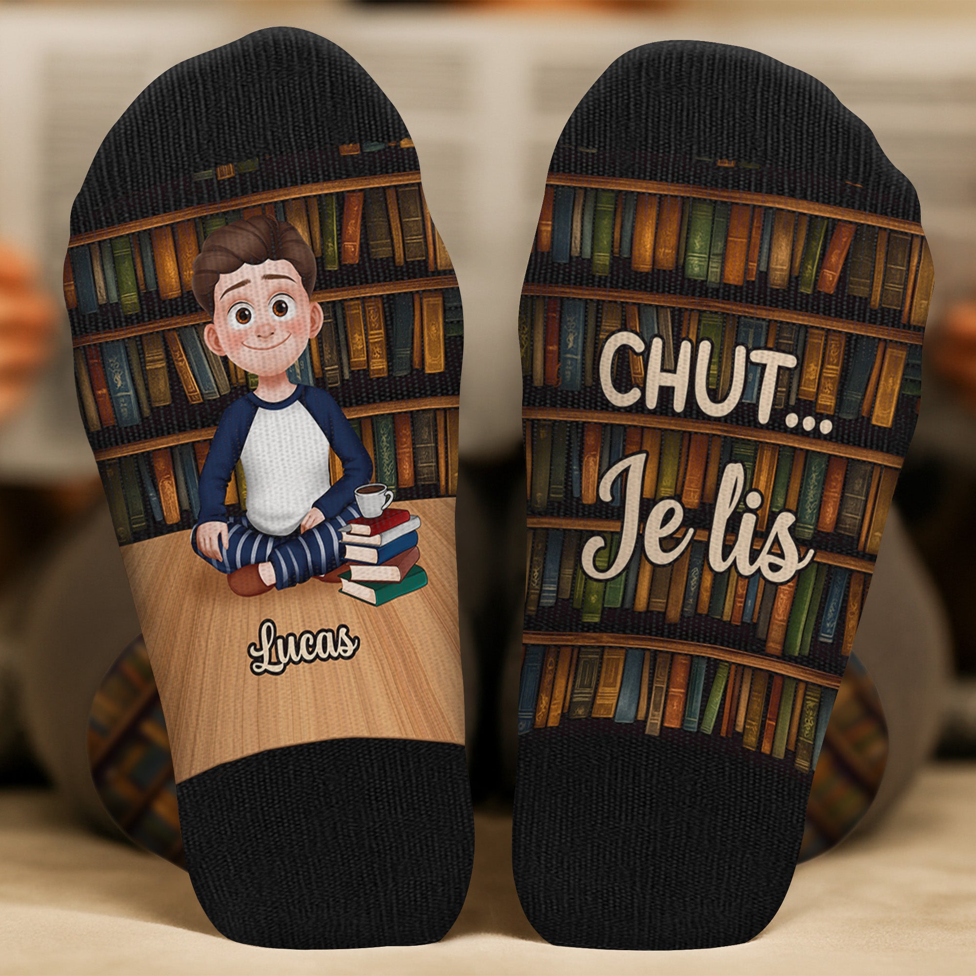 6470JFR2 chaussettes personnalisees pour fan de lecture_ fille qui aime les livres 6470j8qma